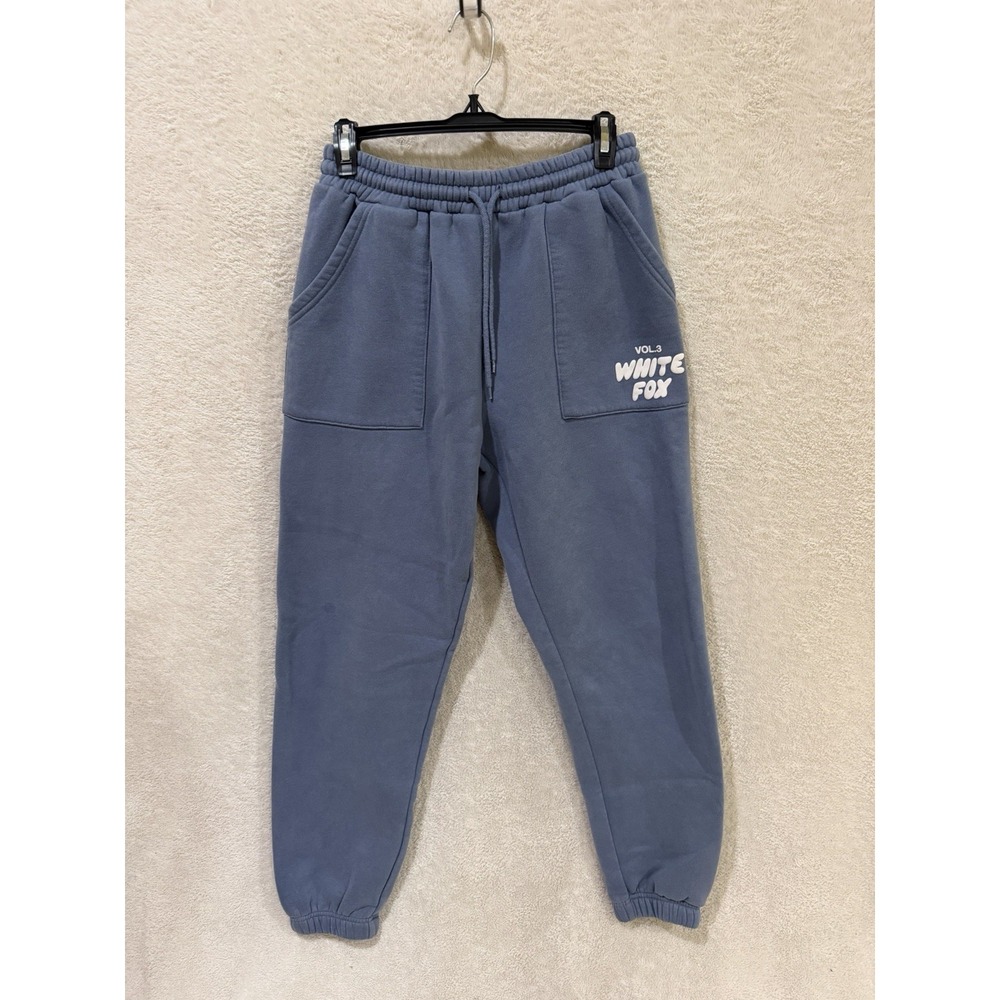 White Fox Boutique Vol. 3 Jogger Sweatpants Oversized Small Blue Gray Cozy